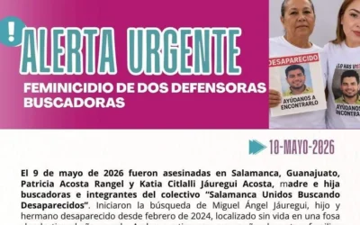 Condena Red Nacional de Defensoras asesinato de madre e hija buscadoras en Salamanca